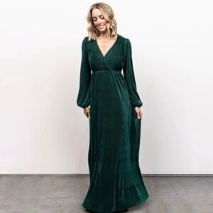 Baltic Born Green Pleated Wrap Maxi Dress Size S